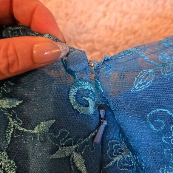 JJ's House Peacock Blue Reteo Style Dress Small 4/6 - Picture 8 of 8